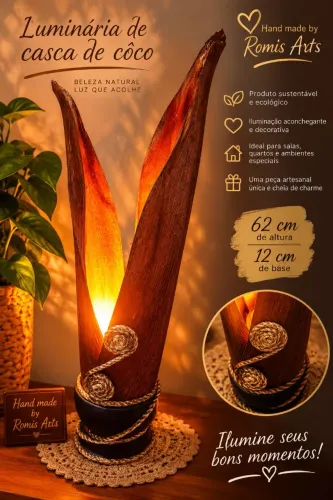 Luminária de mesa - Casca de Côco artesanal