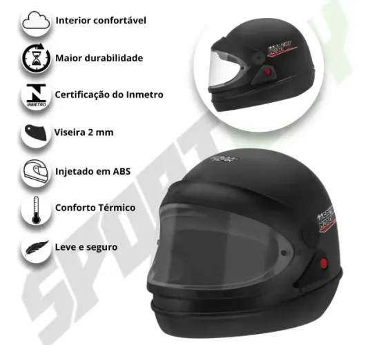 Capacete Fechado Pro Tork Sport Moto Classic tamanhos 56, 58 e 60