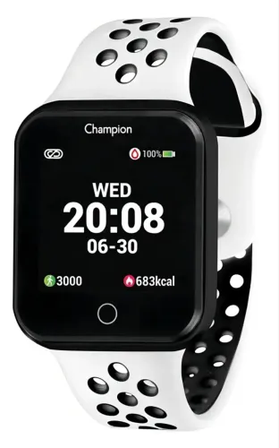 RELÓGIO SMART WATCH CHAMPION UNISSEX BLUETOOTH CH50006K PRETO PULSEIRA BRANCA COM PRETO 