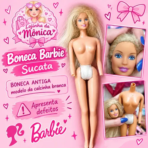 Boneca Barbie ANTIGA Calcinha Branca