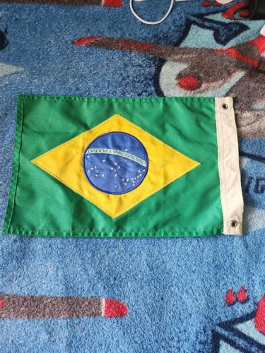 Bandeira do Brasil Bordada 36x23 cm - Acabamento Premium