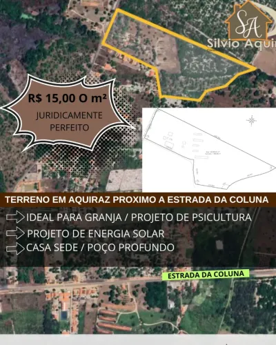 TERRENO NO AQUIRAZ IDEAL PARA GRANJA/PSICULTURA E USINA SOLAR!
