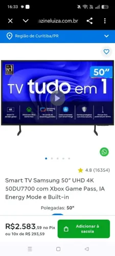TV Samsung smart 4k 50polegadas