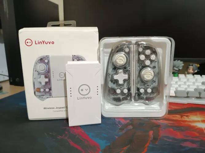 Controle Joy-Con LinYuvo p/ Nintendo Switch (Transparente) - Na Caixa