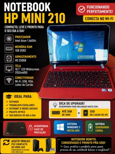 Netbook HP Mini 210 - Tudo Funcionando 