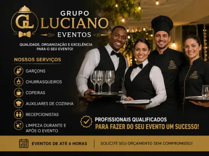Garçom, Churrasqueiro, Copeira e Buffet para Eventos e Festas
