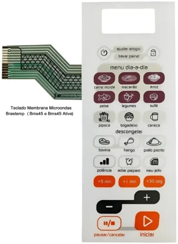 Teclado e Membrana Microondas Brastemp (Bms45 e Bms45 Ative)