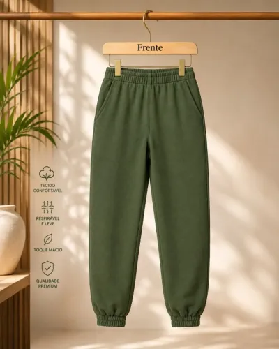 Calça Jogger Color Peluciada Verde - Tamanho M ou G