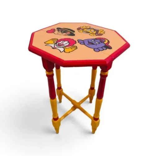 Mesa Decorativa Turma do Ronald McDonald's Pintada à Mão | Peça Artesanal Exclusiva