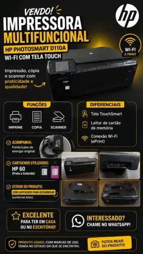 Impressora Multifuncional HP Photosmart D110a Wi-Fi com Tela Touch