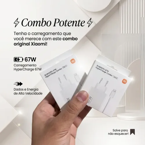 Carregador Xiaomi HyperCharge 67W + Cabo USB-C - Original