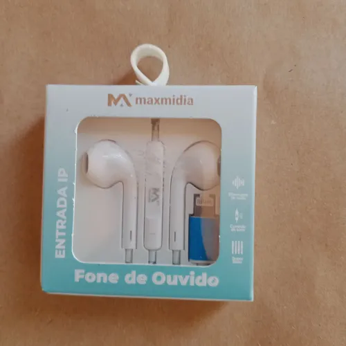 Fone ouvido branco. Conector ip maximidia