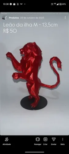  Leão da Ilha Low Poly - escultura decorativa