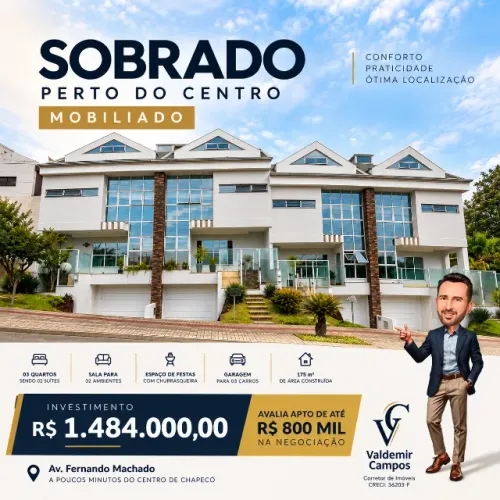 Sobrado de alto padrão com 175 m²Um sobrado para quem quer mais liberdade, sem abrir mão d