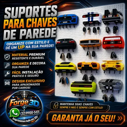 Suporte Para Chaves de Parede com Tema De Carros