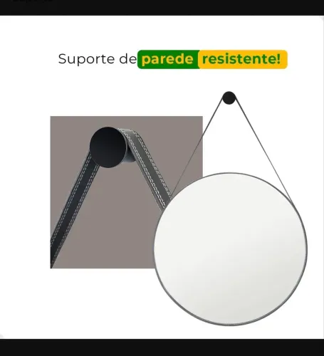 Espelho Para Banheiro Decorativo Redondo 60cm Com Suporte