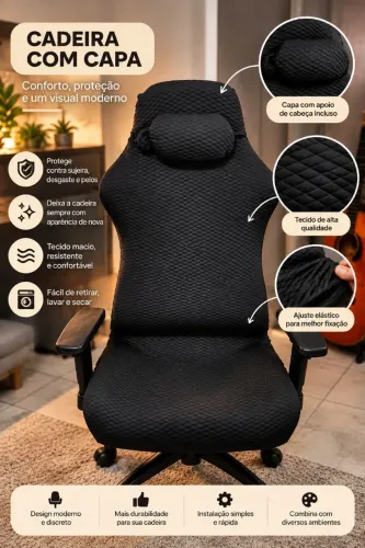 CADEIRA GAMER HUSKY GAMING HAILSTORM - RECLINÁVEL + CAPA PROTETORA