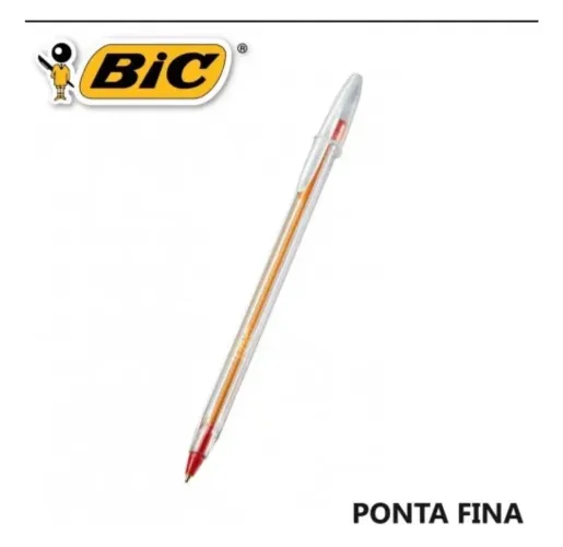 Caixa com 50 Canetas Cristal Bic Esferográfica Vermelha