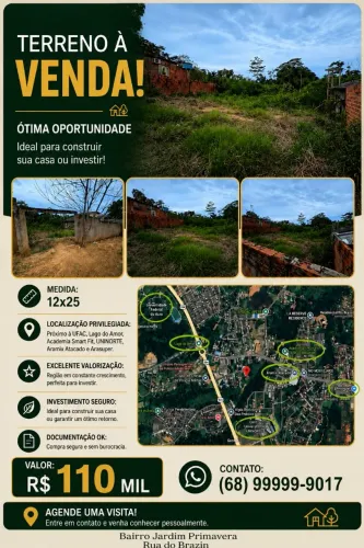 Terreno 12x25 - Ótima localização