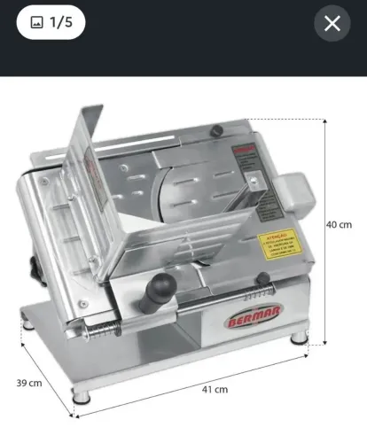 Fatiador/cortador de frios semi automático, em aço inox - Bermar<br><br>*R$1500,00*