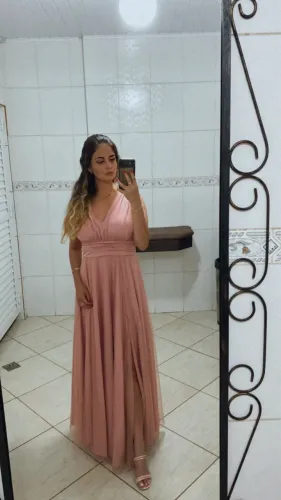 VESTIDO ELEGANTE ROSA LONGO