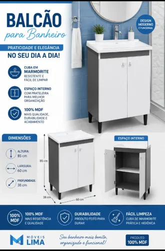Balcão para banheiro com Cuba