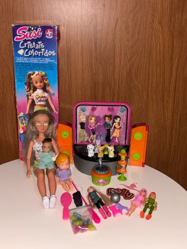 LOTE BRINQUEDOS ANTIGOS : BARBIE , BONECA SUSI , POLLY POCKET, FOFOLETE