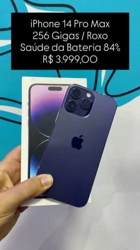 Seminovo: iPhone 14 Pro Max 256GB Roxo - Bateria 84% | Loja Fisica