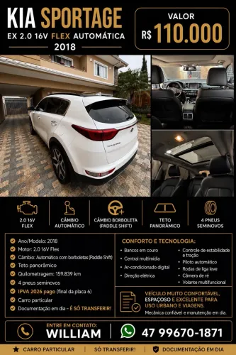 Kia Motors Sportage EX 2.0 16v/ 2.0 16V Flex Aut. 2018