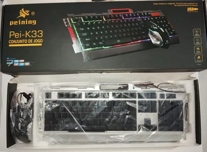Teclado + mouse gamer - Com LED da Peining