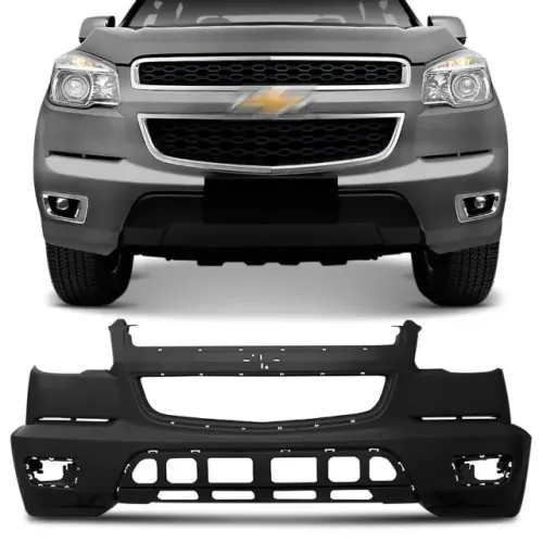 Parachoque Dianteiro Chevrolet S10 2012 à 2016 - CD / CS - Furo Farol Auxiliar - Preto DTS