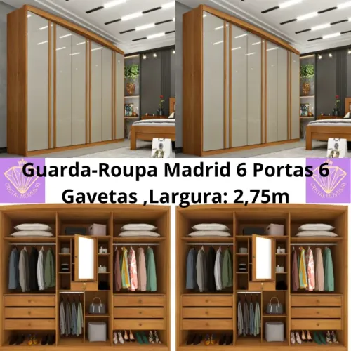 Guarda-Roupa Madrid 6 Portas 6 Gavetas LD
