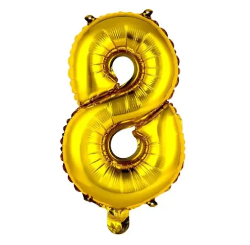 Balão Metalizado Numeros Ballon 16" 40cm  Letter Wb Cn499 - Numero 8