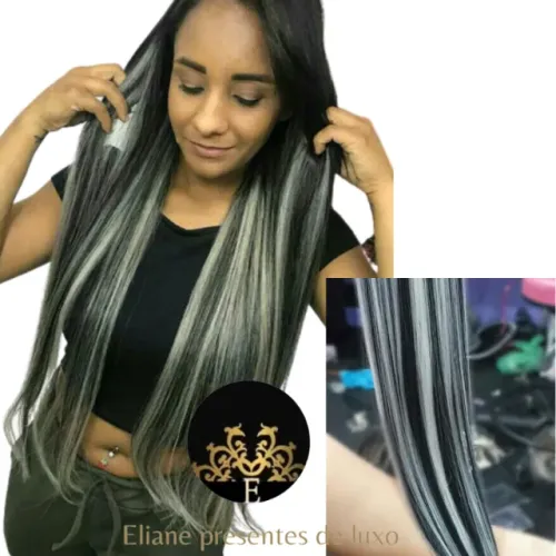 3 telas prontas para mega hair de cabelo bio humano .