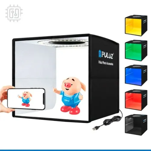 Caixa de luz Box Estúdio Fotográfico Portátil de 25cm 144 luzes LED e 6 cenários 12 cores