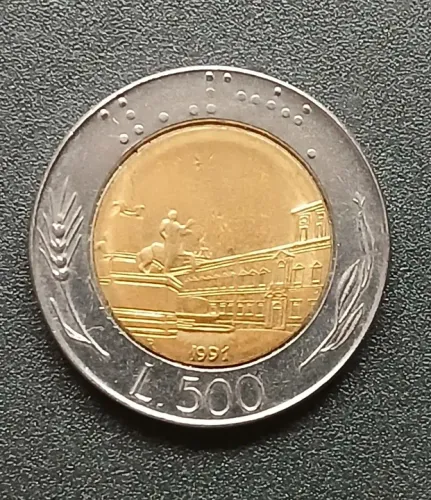 500 liras 1991 repvbblica italiana reverso horizontal à esquerda