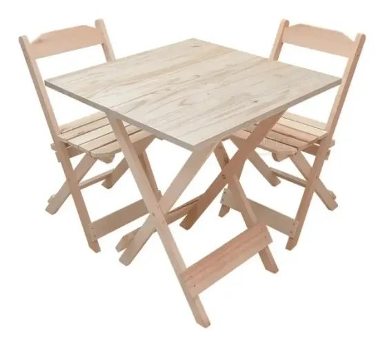 Conjunto De Mesa Dobrável 70x70 Com 2 Cadeiras