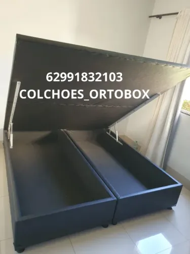 Cama Box Baú Super king tecido corino e suede