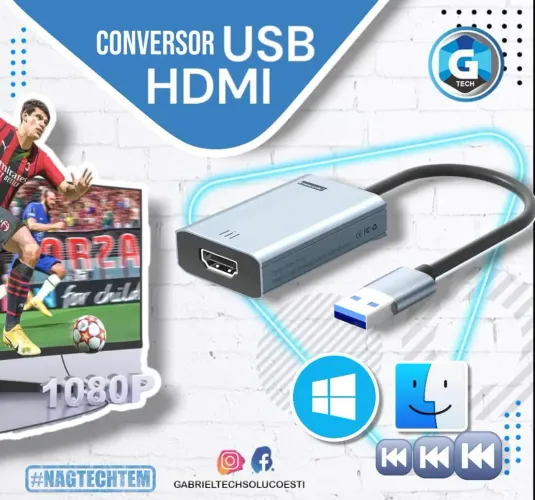Adaptador Conversor Multitela Usb 3.0 Hdmi 1080p Pc Notebook - Gtech