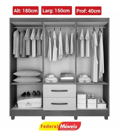 Guarda Roupa 6 Portas com Espelho Novo Fazemos Entrega