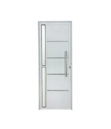 Porta Lambril c/friso 2,10x80 LINHA 25 no alum. branco c/puxador e vidro lateral