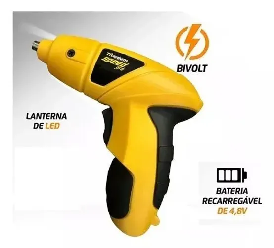 Chave De Fenda Titanium Parafusadeira Sem Fio 4.8v Elétrica Bivolt Cor Amarela