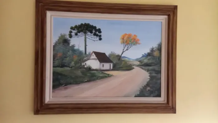 Quadros/pinturas em tela a óleo com moldura em madeira