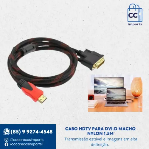 Cabo HDTV para DVI-D Macho Nylon 1,5m