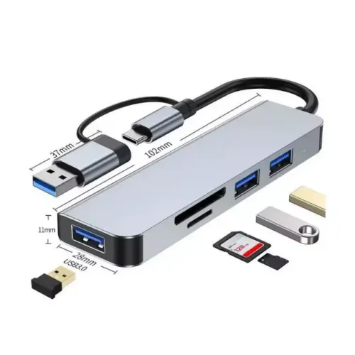 Hub USB 3.0 E USB Tipo C Tomate MST-013 Leitor De Cartão
