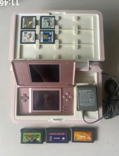 Nintendo DS Rosa com Jogos