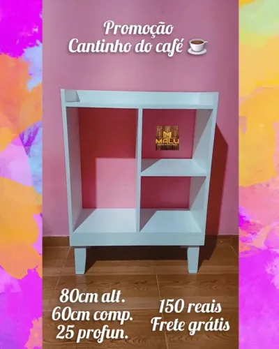 Cantinho do Café - Prateleira 3 Nichos - Frete Grátis