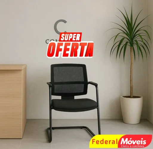 Cadeira Fixa Executiva Brizza - Ótima opção para recepção ou sala de reuniões!