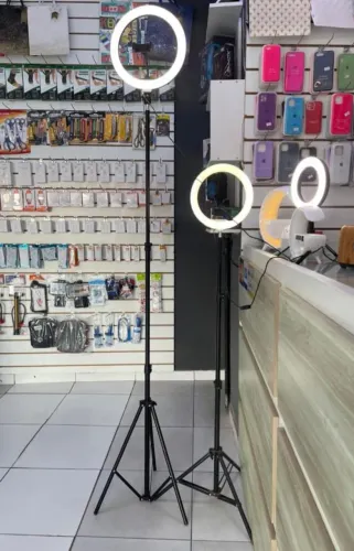 Ring light 10 a 18 polegar com tripé de 2 metros e suporte - entrega em slz e região
