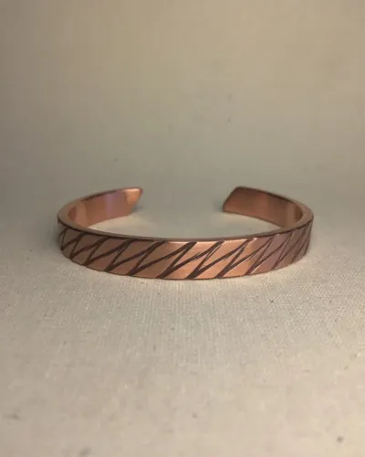 Pulseira Gravação Geométrica - cobre puro maciço